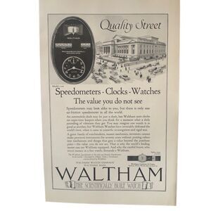 Vintage 1922 Waltham Watches Quality Street Ad Advertisement